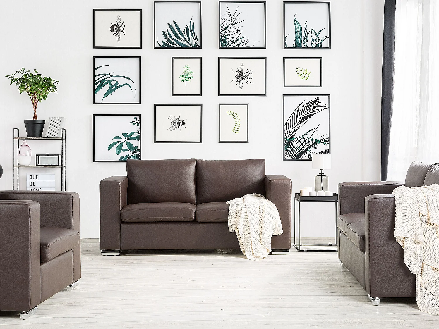 Bank HELSINKI Leer Donkerbruin 3-zitter