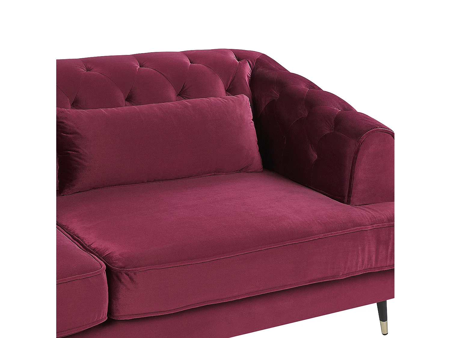 Retro Samt 3-Sitzer Sofa Burgunderrot Chesterfield Stil mit Kissen Sletta
