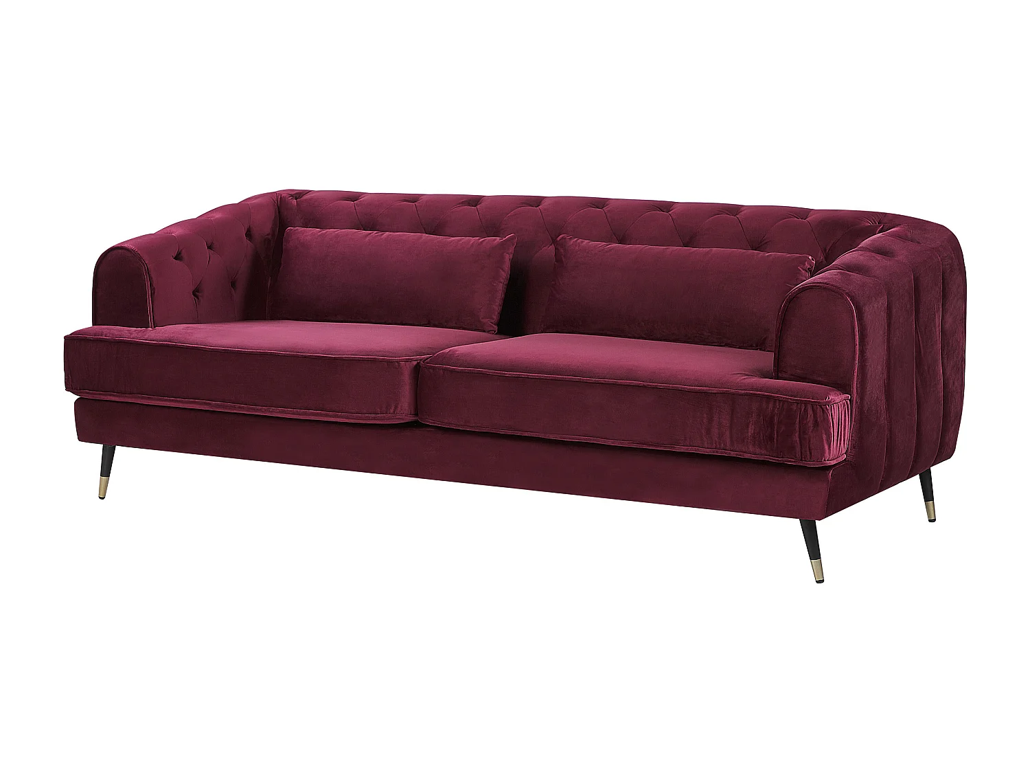 Canapé 3 places SLETTA Velours Rouge Bordeaux