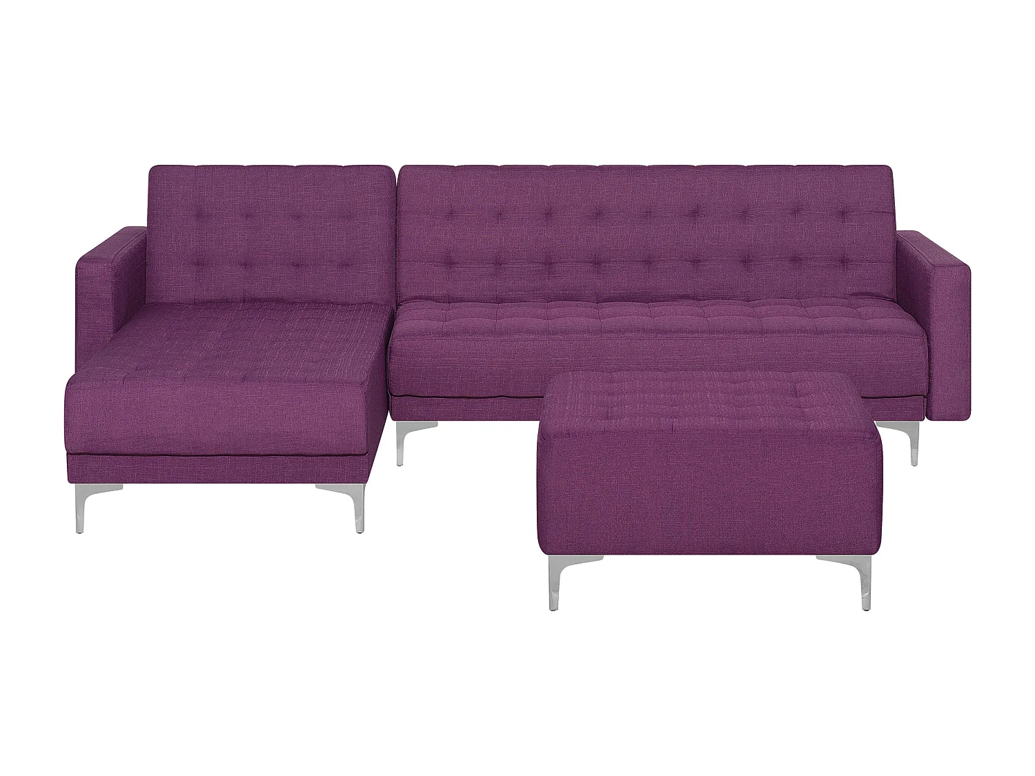 Divano letto angolare modulare ABERDEEN Tessuto Viola con ottomana 4 posti Lato destro