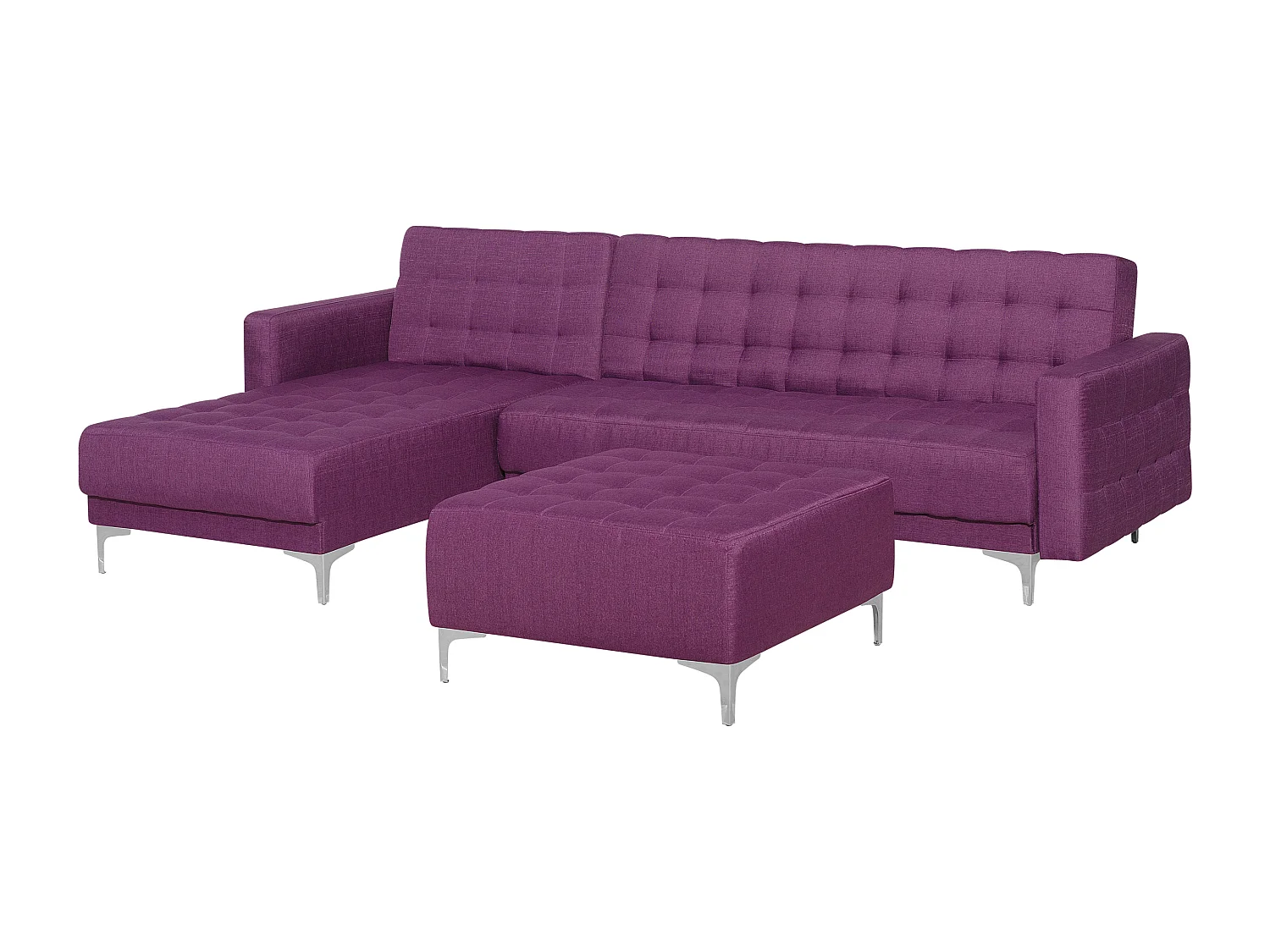 Divano letto angolare modulare ABERDEEN Tessuto Viola con ottomana 4 posti Lato destro