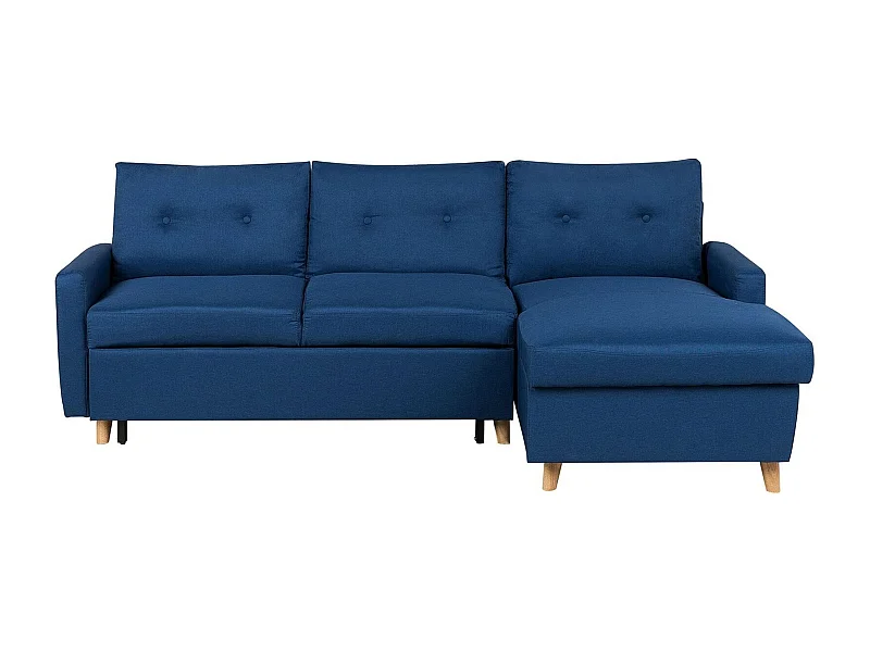 Ecksofa linksseitig marineblau Polsterbezug Schlaffunktion Flakk