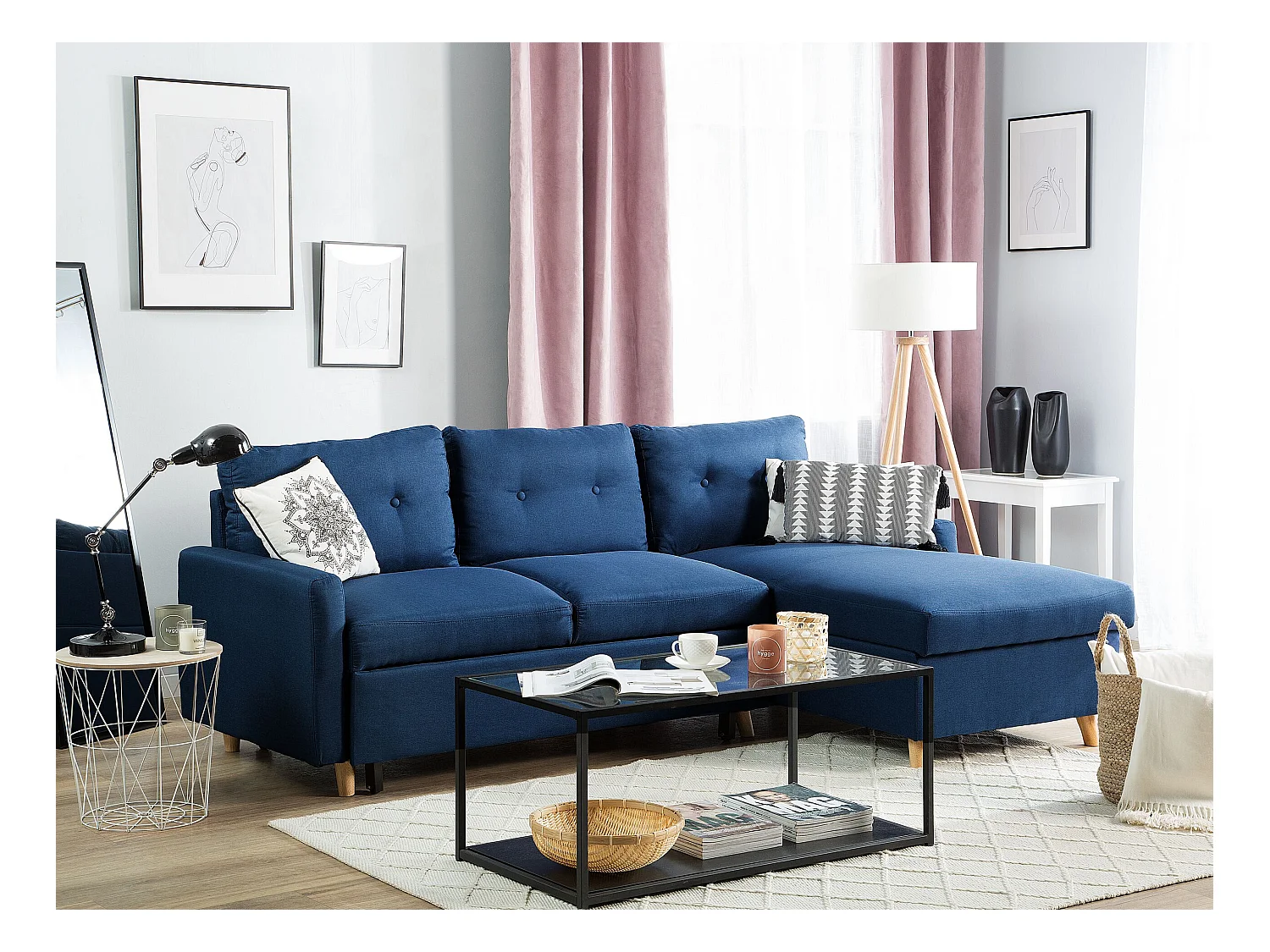 - Canapé angle à droite - Flakk - En Tissu, Bleu Marine