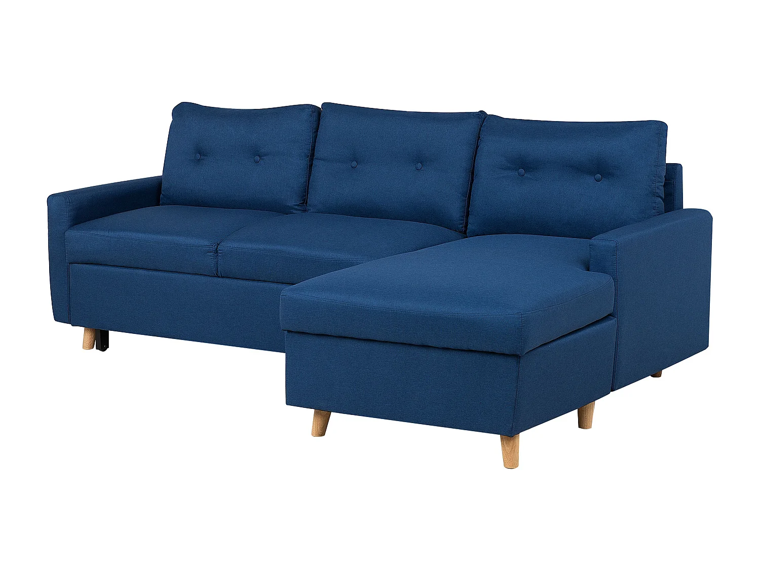 Beliani - Canapé angle à gauche - Flakk - En Tissu, Bleu Marine