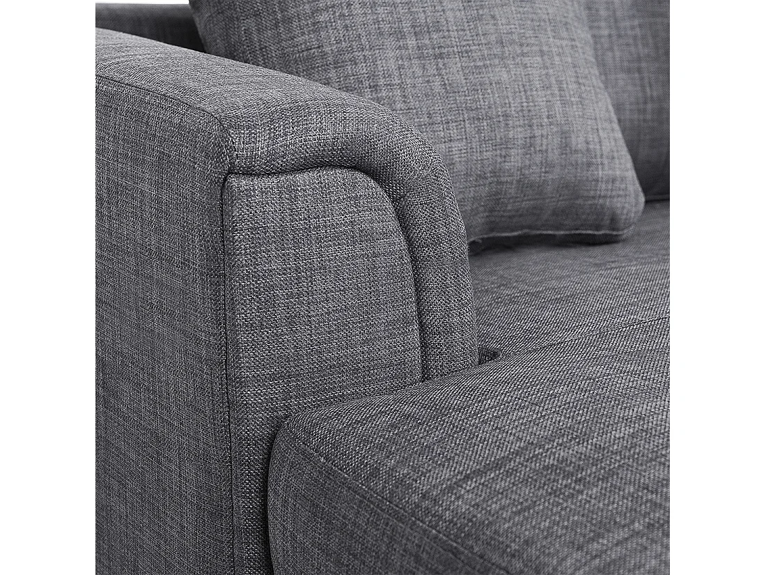 Hoekbank OSLO Stof Donkergrijs Met ottomaan 5-zitter Rechterzijde