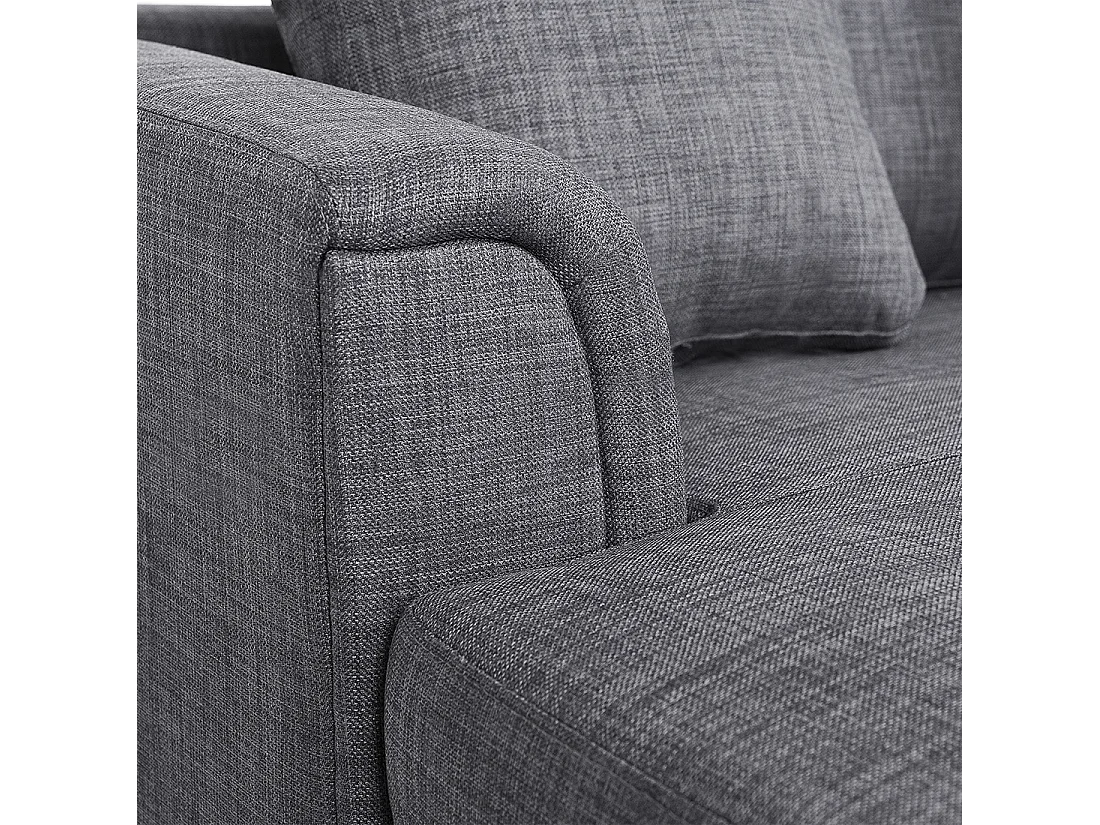 Hoekbank OSLO Stof Donkergrijs Met ottomaan 5-zitter Rechterzijde