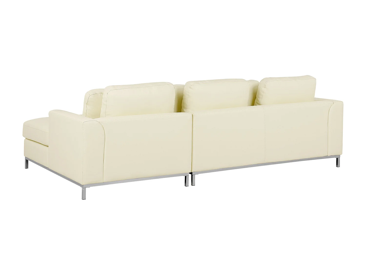 Canapé Angle à droite en Cuir Véritable Beige et Pouf Ottoman Housses Amovibles Oslo
