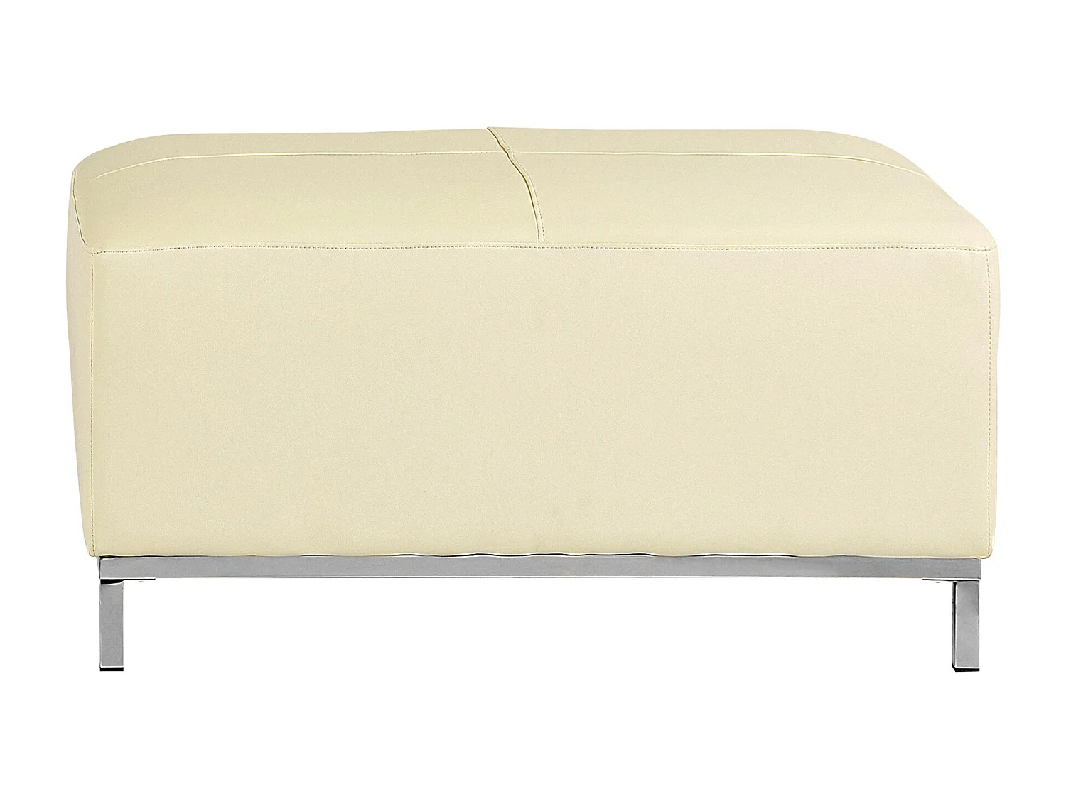 Canapé Angle à droite en Cuir Véritable Beige et Pouf Ottoman Housses Amovibles Oslo