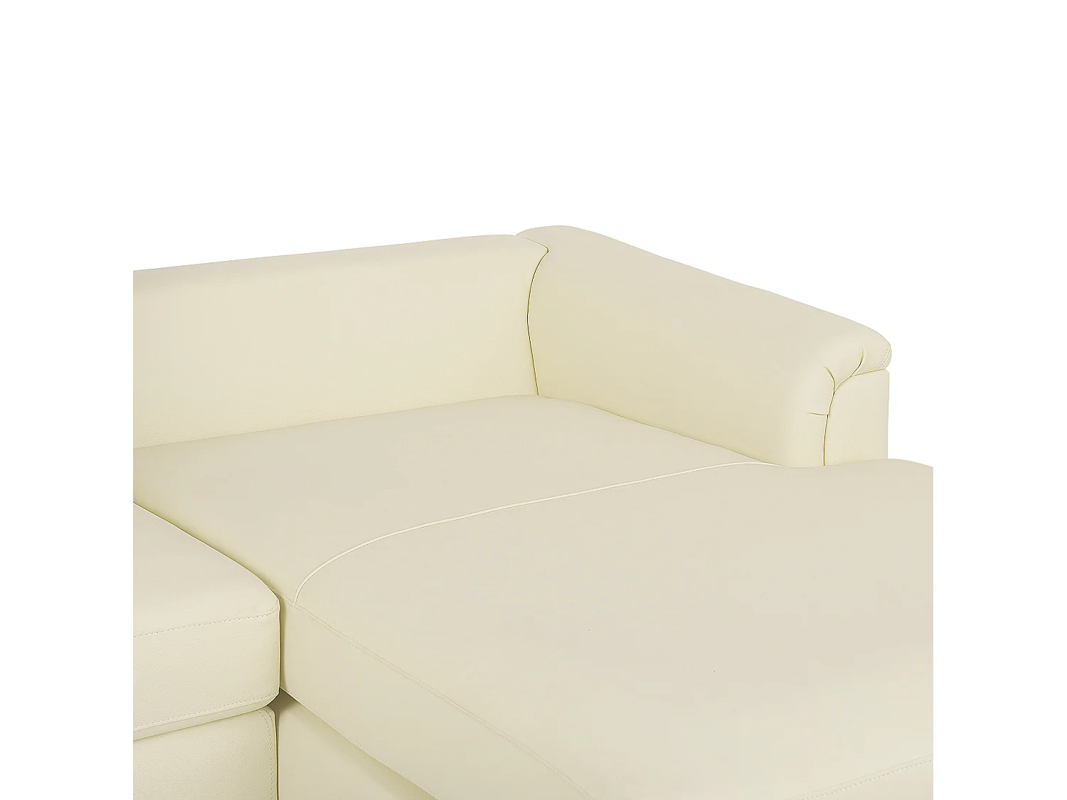 Canapé Angle à droite en Cuir Véritable Beige et Pouf Ottoman Housses Amovibles Oslo