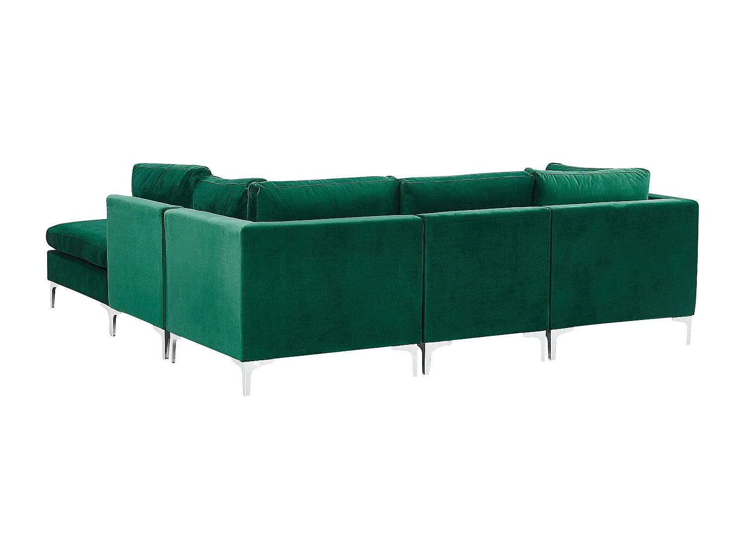 Modulaire hoekbank EVJA Fluweel Groen Met ottomaan 4-zitter Linkerzijde