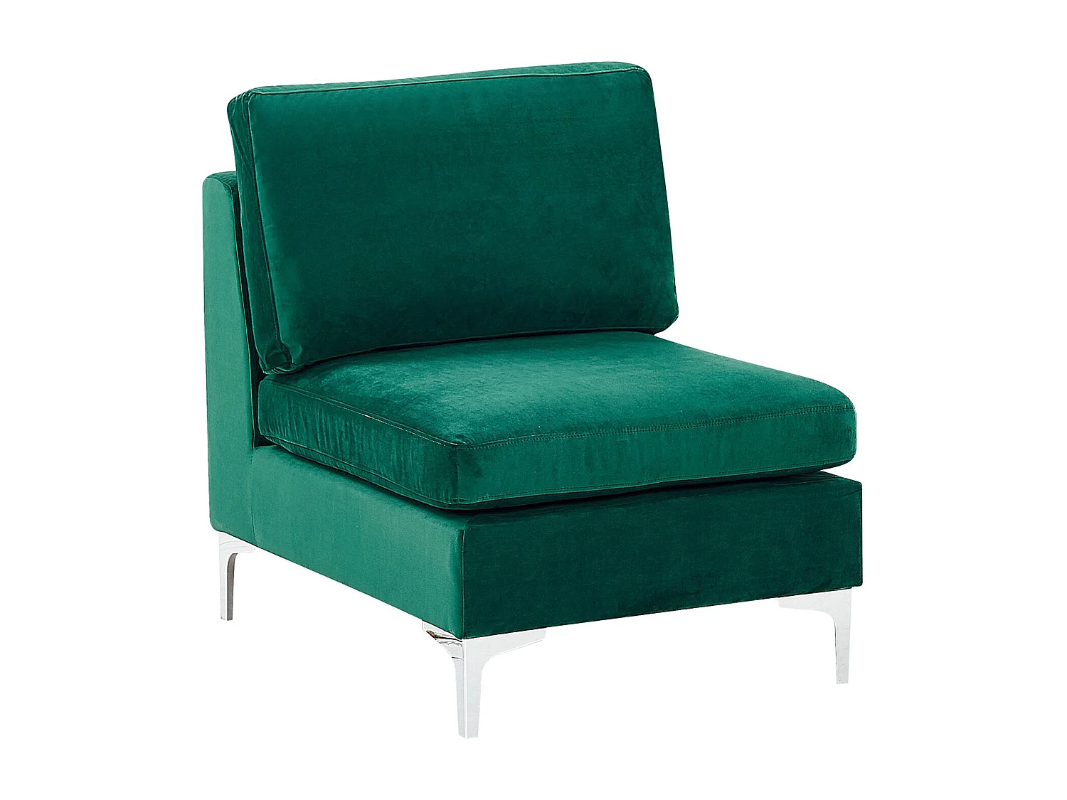 Modulaire hoekbank EVJA Fluweel Groen Met ottomaan 4-zitter Linkerzijde