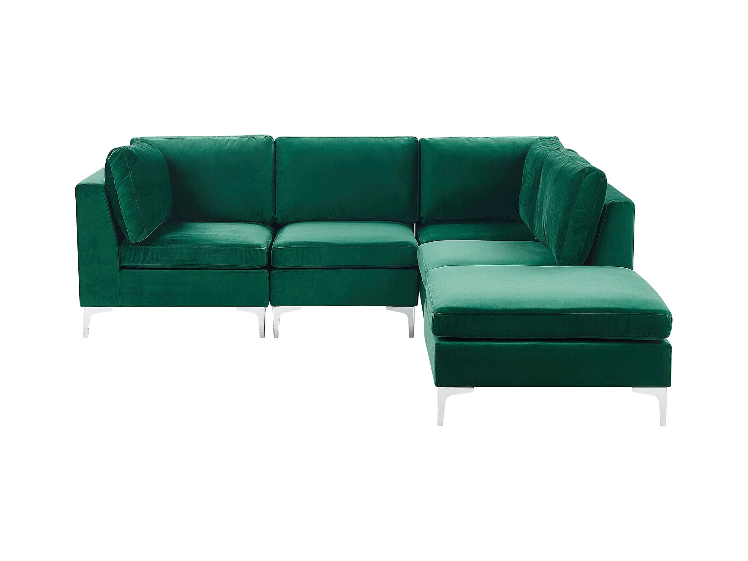 Modulaire hoekbank EVJA Fluweel Groen Met ottomaan 4-zitter Linkerzijde