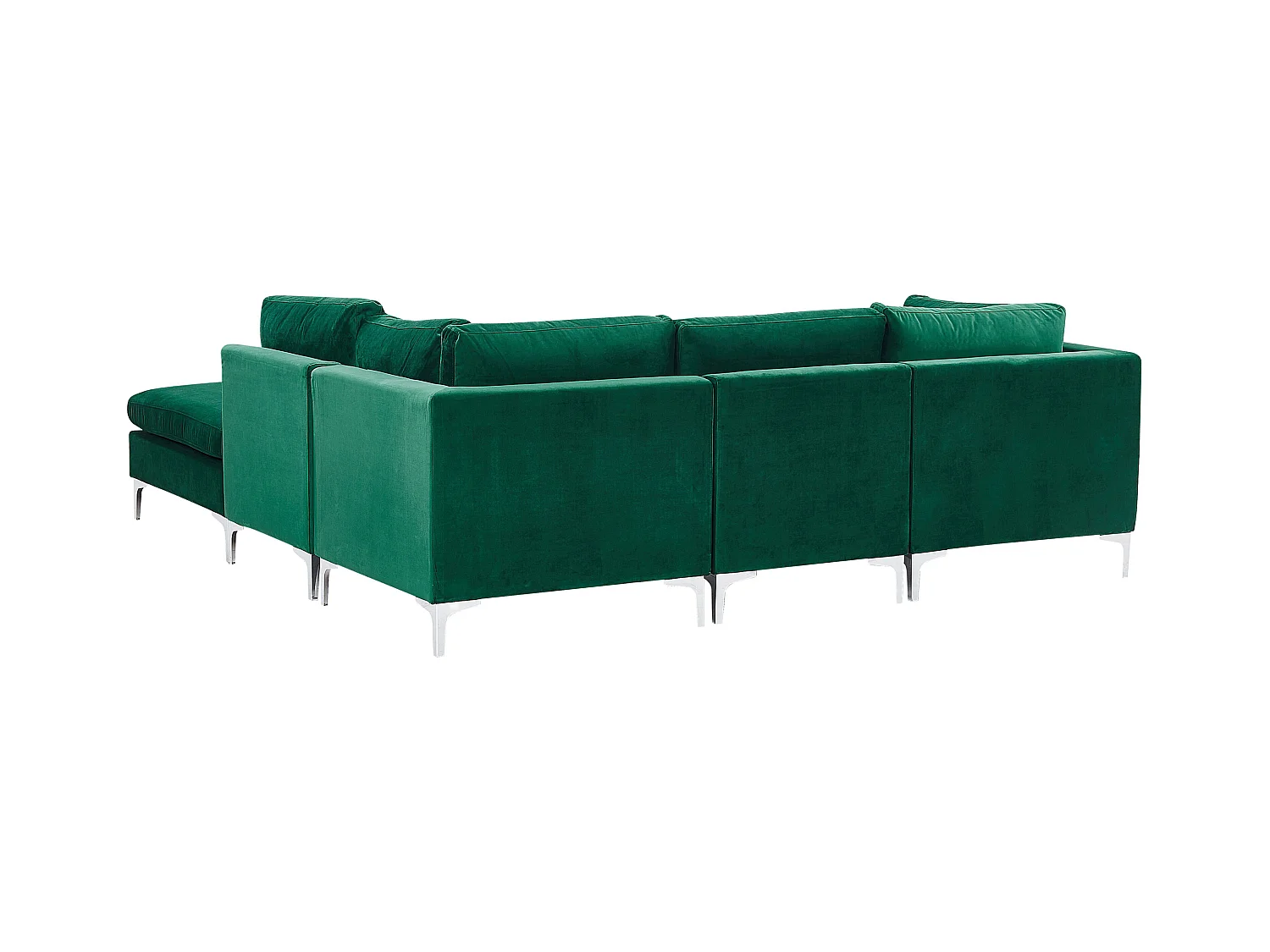 Modulaire hoekbank EVJA Fluweel Groen Met ottomaan 4-zitter Linkerzijde