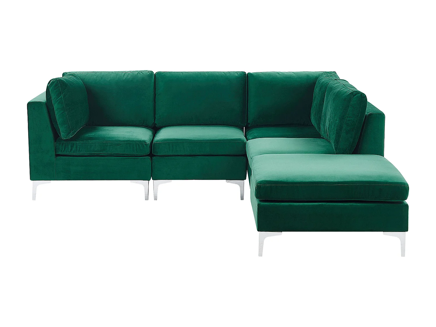 Modulaire hoekbank EVJA Fluweel Groen Met ottomaan 4-zitter Linkerzijde