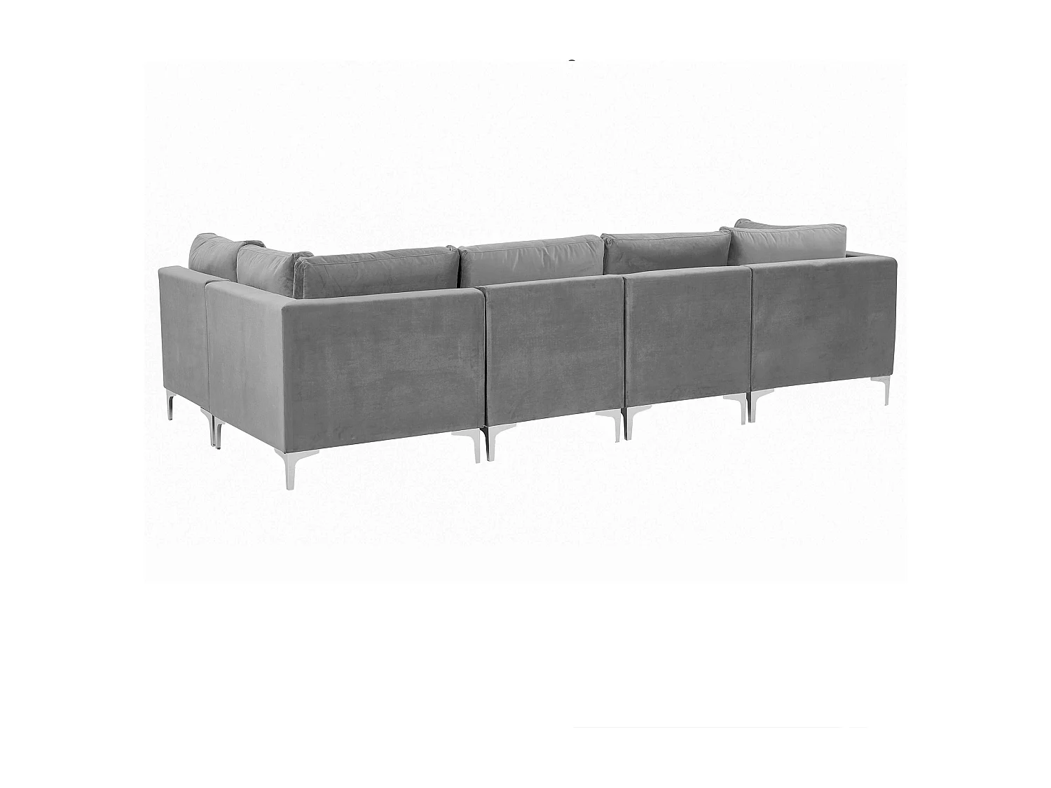 Canapé d'Angle Modulable - Evja - Côté Gauche, 5 Modules et Pouf, en Velours, Gris