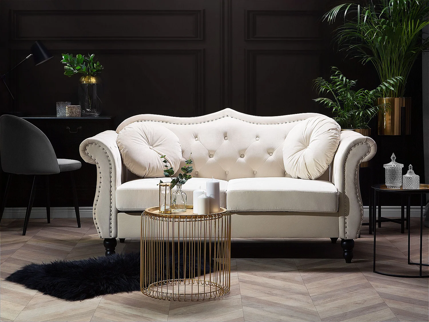 Canapé SKIEN Velours Beige 2 places