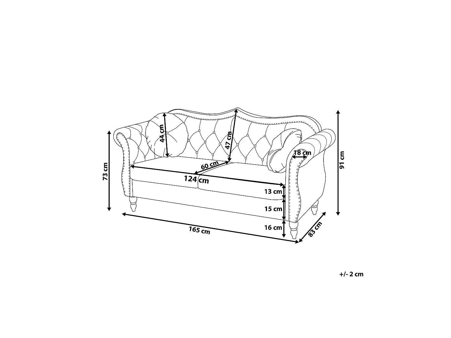 Bank SKIEN Fluweel Beige 2-zitter