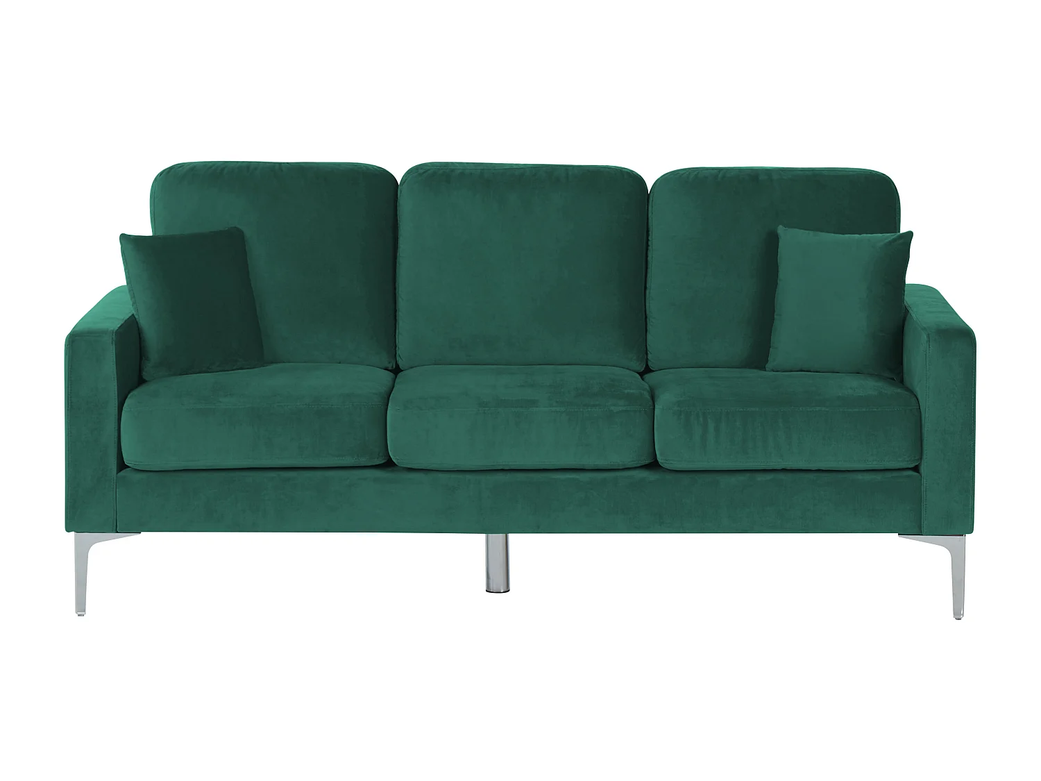 3er Sofa Samt grün mit Kissen Metallbeinen Modern Retro Klassisch Gavle