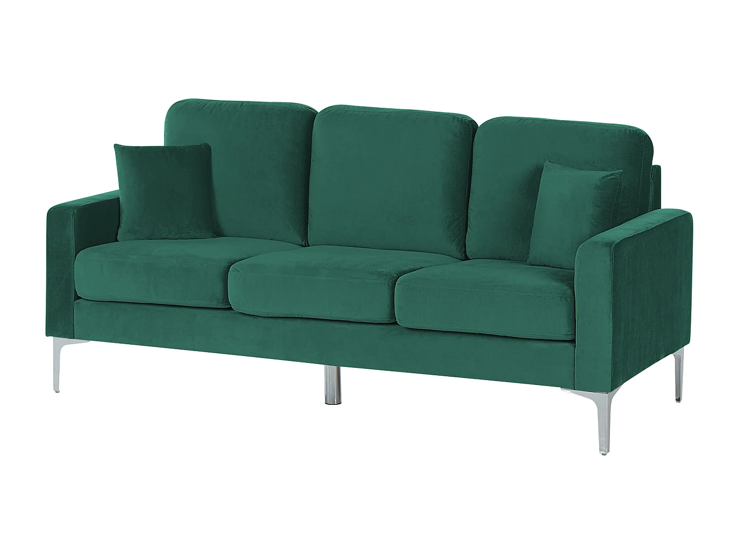 3er Sofa Samt grün mit Kissen Metallbeinen Modern Retro Klassisch Gavle