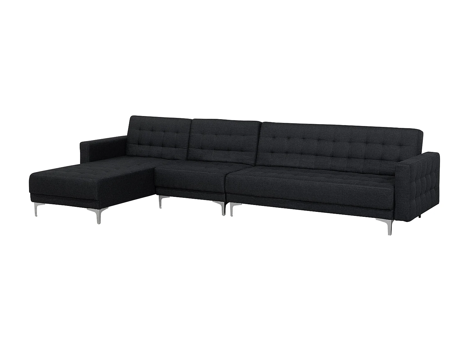 Canapé-lit d'angle modulable 5 places ABERDEEN Tissu Gris graphite Côté droit
