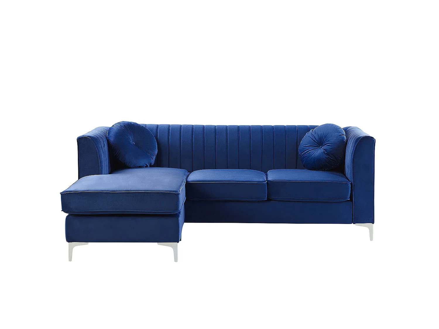 Divano angolare TIMRA Velluto Blu marino 3 posti Lato destro