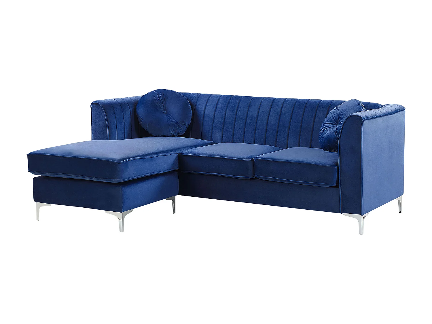 Hoekbank TIMRA Fluweel Marineblauw 3-zitter Rechterzijde