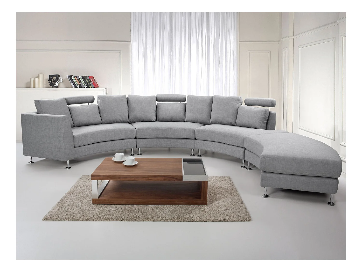 Divano semicircolare ROTUNDE Tessuto Grigio chiaro 7 posti