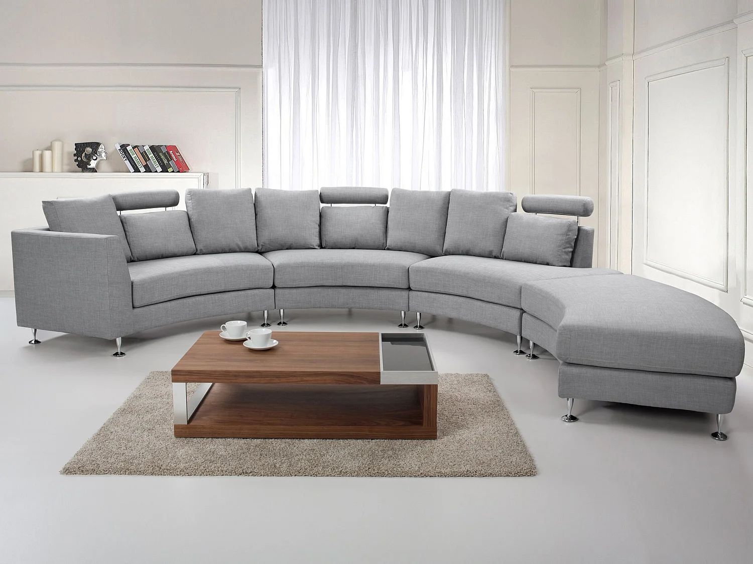 Divano semicircolare ROTUNDE Tessuto Grigio chiaro 7 posti
