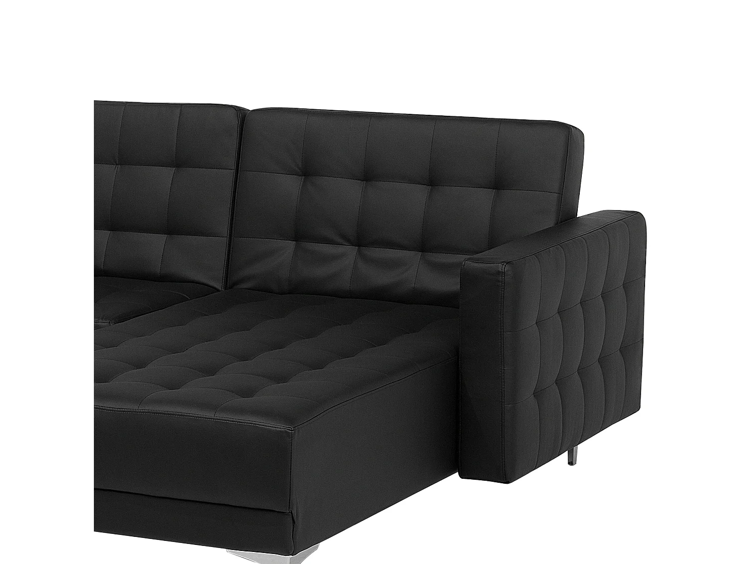 Canapé-lit d'angle modulable 5 places ABERDEEN Cuir PU Noir Côté droite