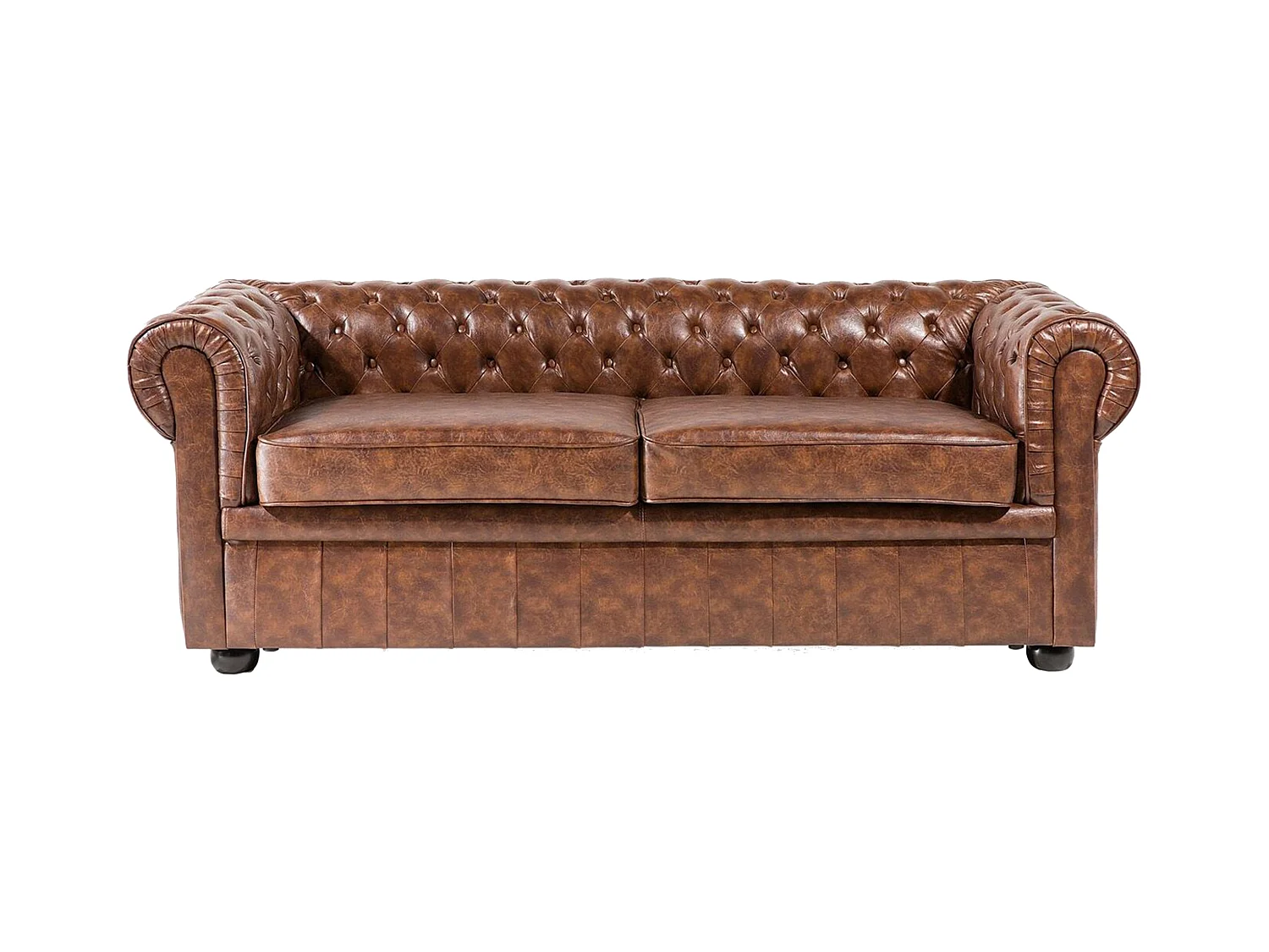 Sofa CHESTERFIELD Kunstleder Goldbraun 3-Sitzer