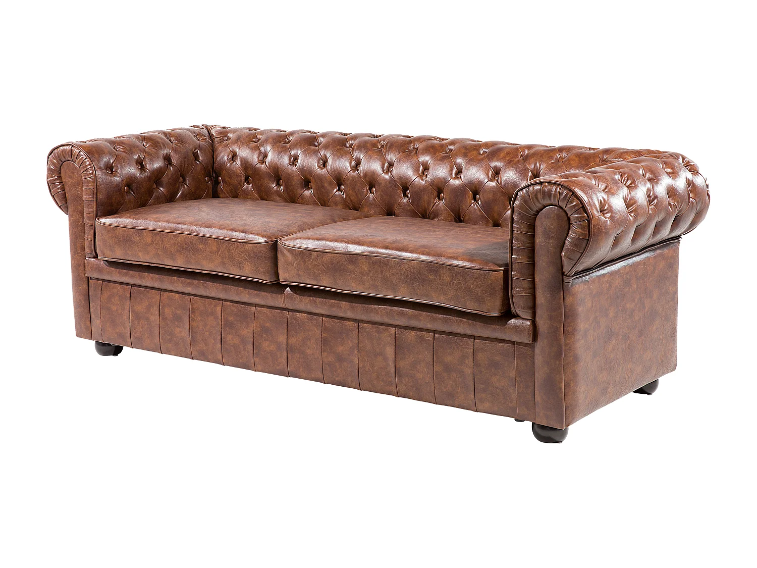 Bank CHESTERFIELD Kunstleer Goudbruin 3-zitter