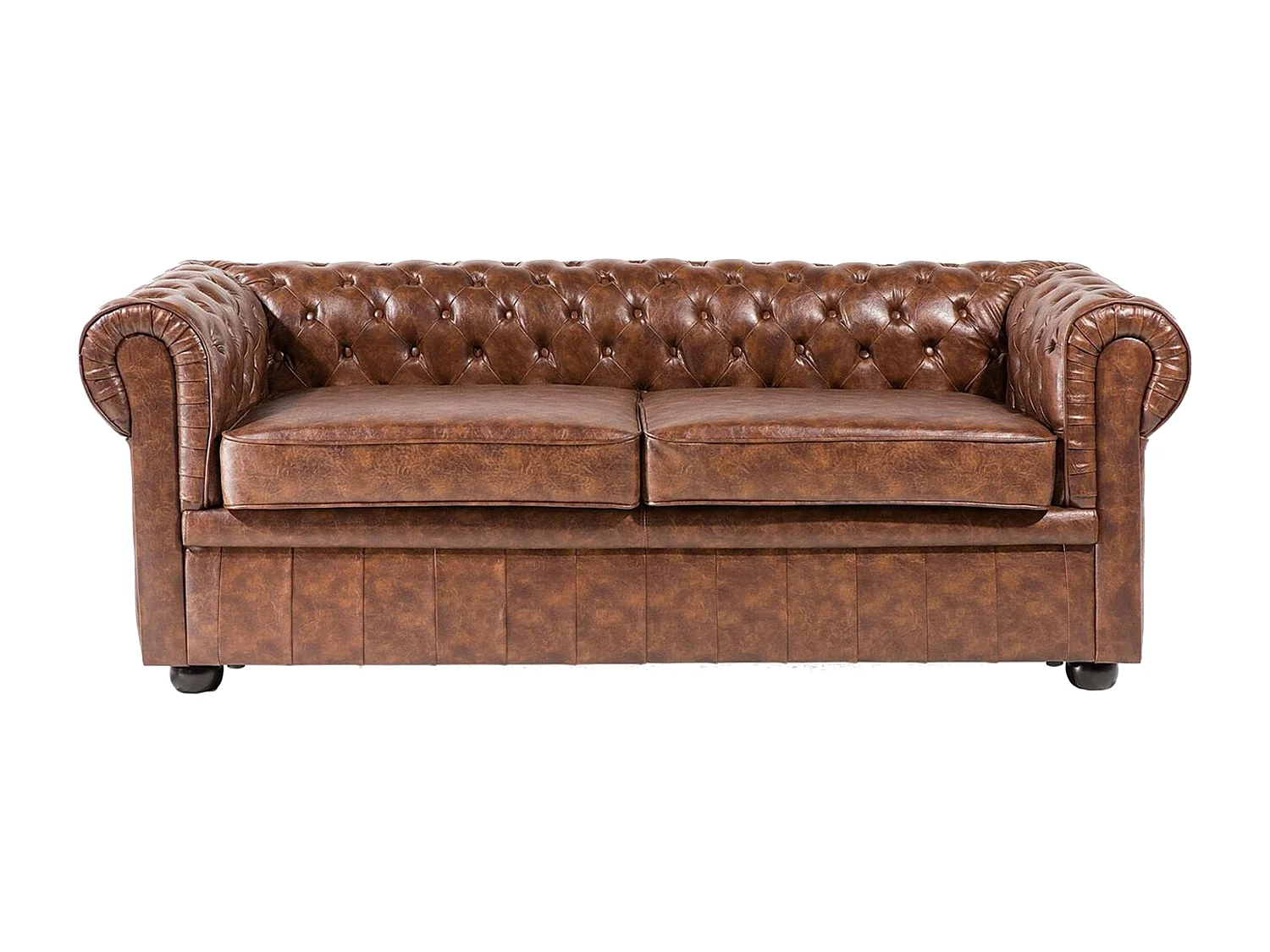 Canapé 3 places CHESTERFIELD Cuir PU Marron doré
