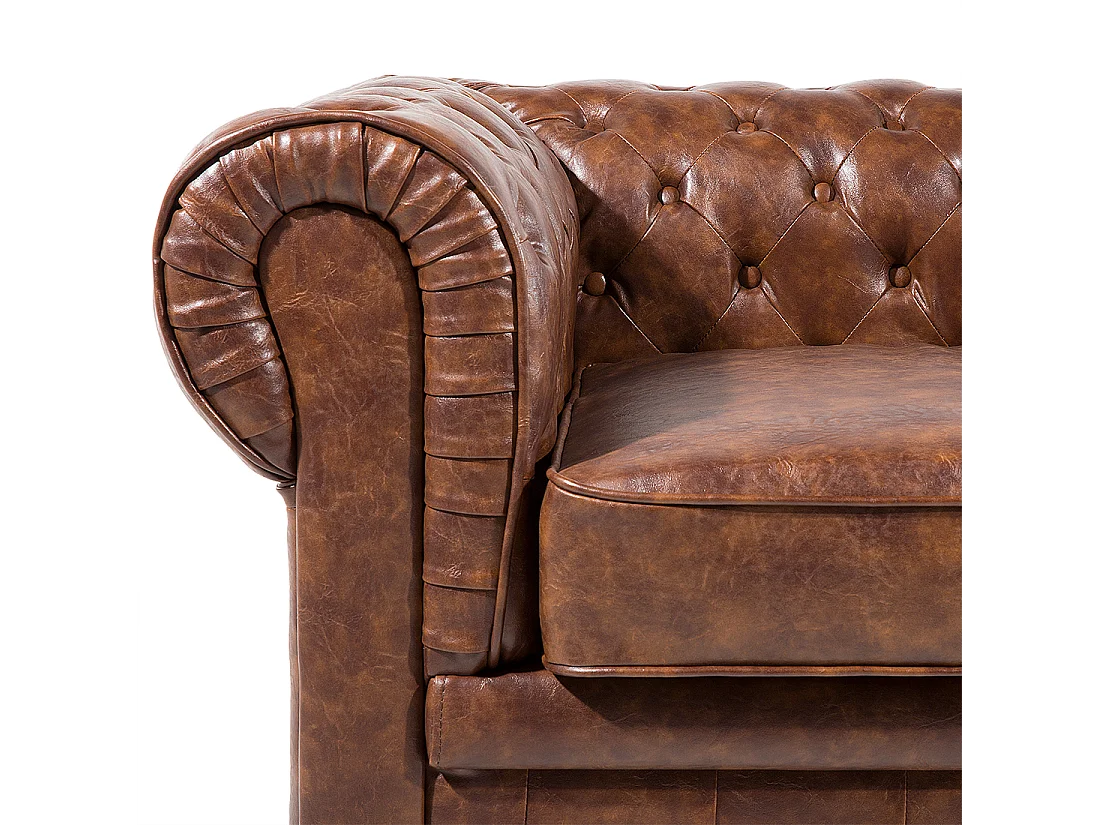 Divano CHESTERFIELD Pelle sintetica Marrone dorato 3 posti