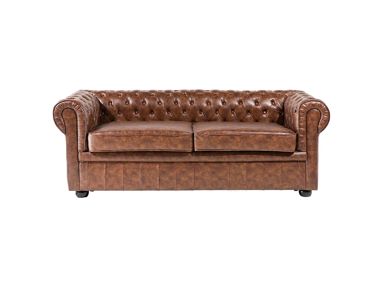 Canapé CHESTERFIELD Cuir PU Marron doré 3 places