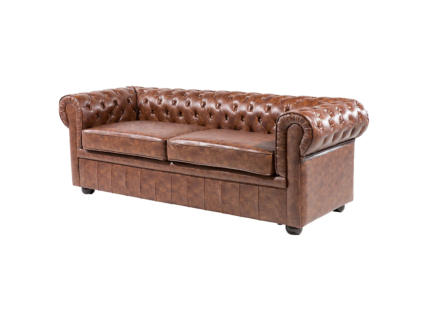 Canapé CHESTERFIELD Cuir PU Marron doré 3 places