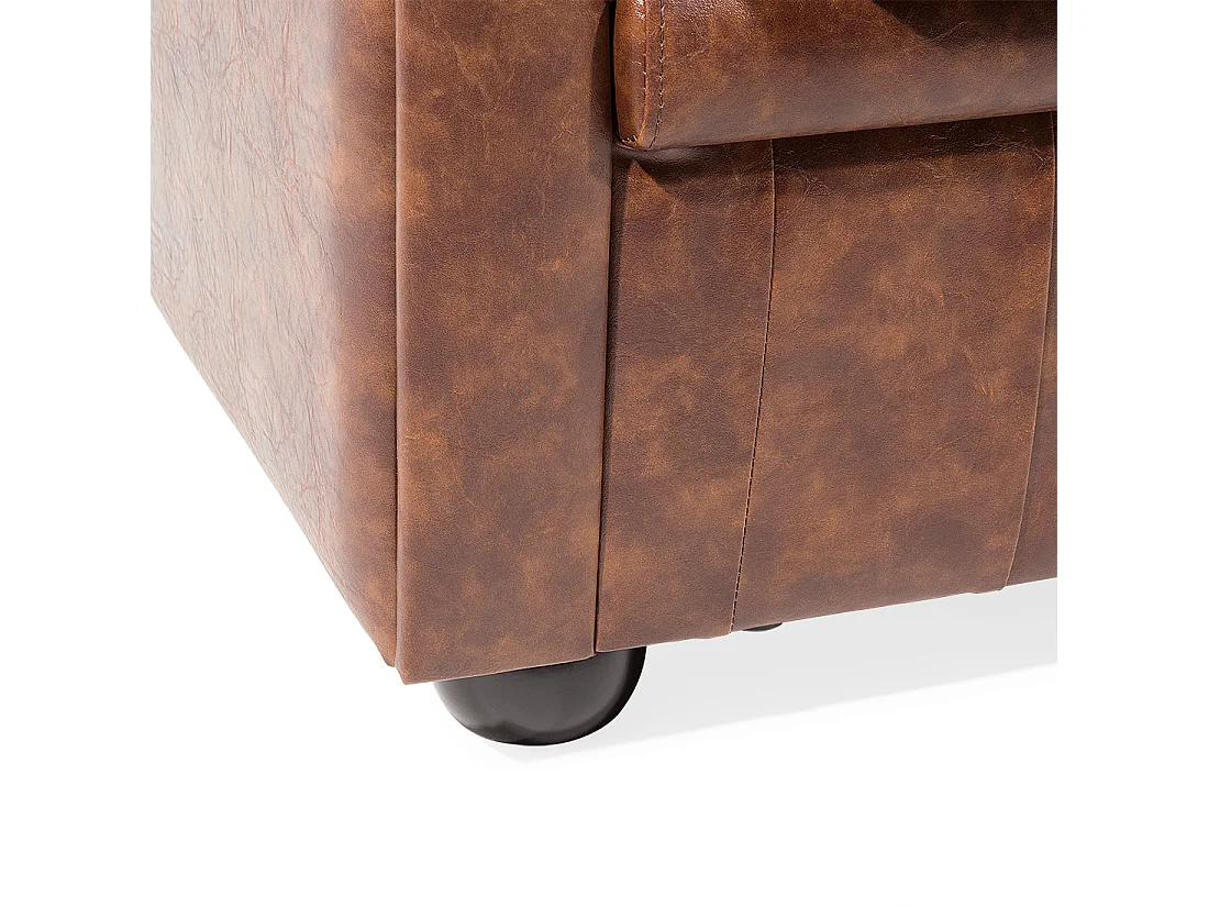 Canapé CHESTERFIELD Cuir PU Marron doré 3 places