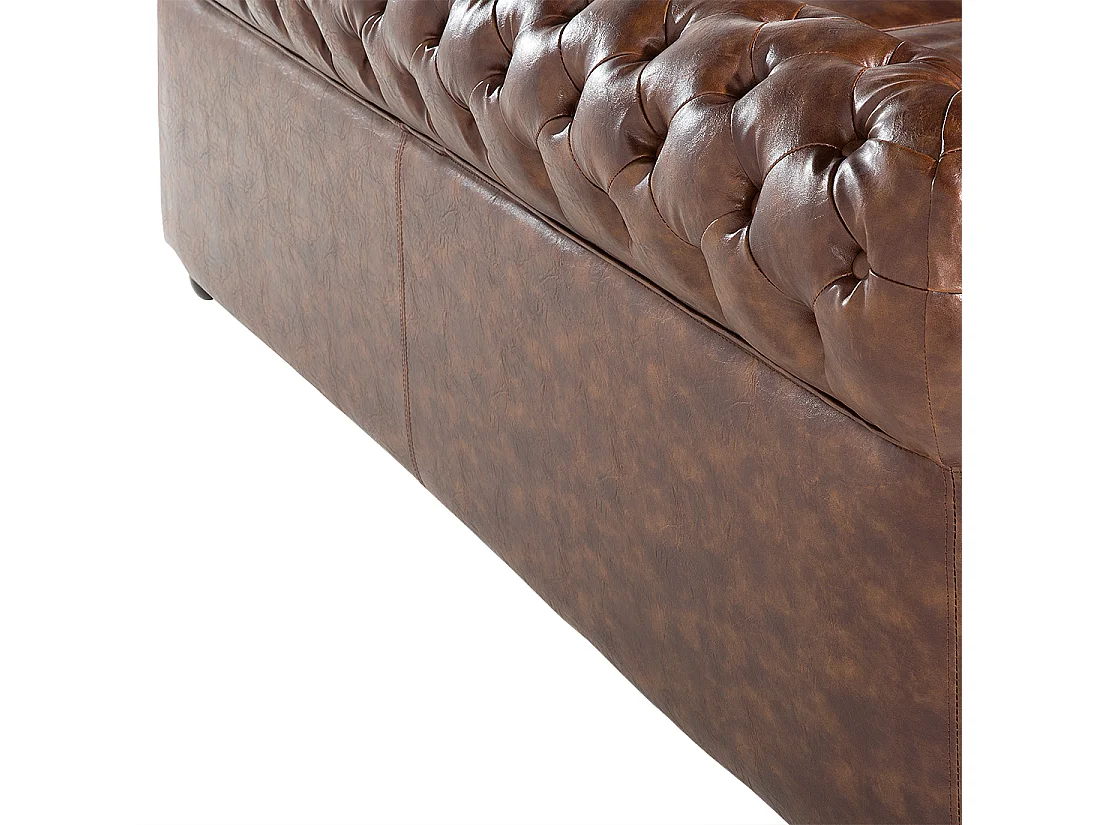 Canapé CHESTERFIELD Cuir PU Marron doré 3 places