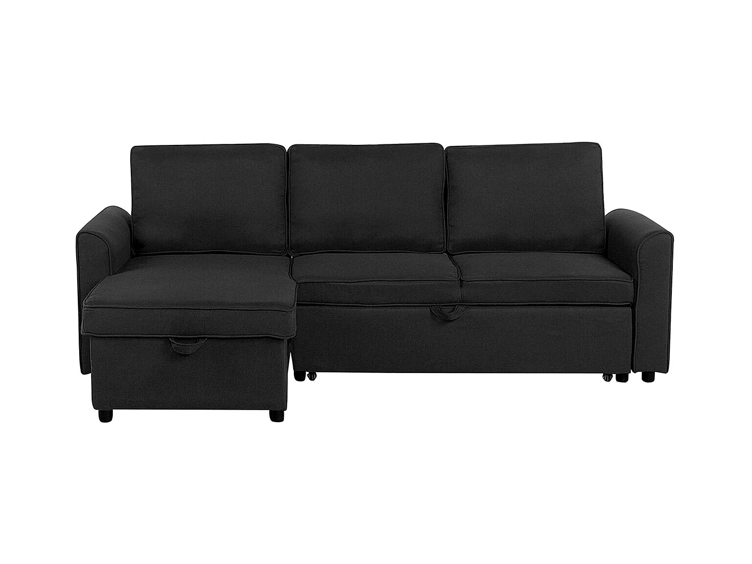 - Canapé Angle à gauche - Nesna - Avec Rangement, Tissu, Noir