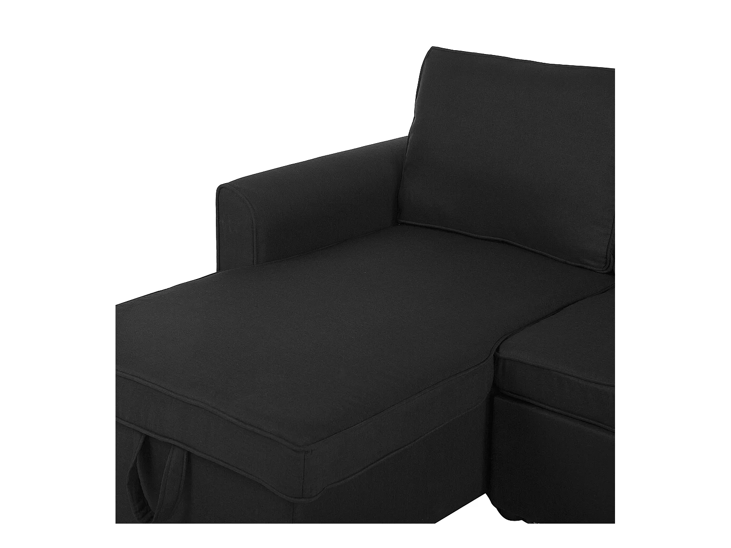 Divano letto angolare NESNA Tessuto Nero con contenitore 3 posti Lato destro