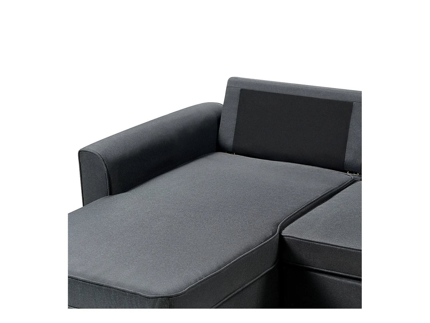 Divano letto angolare NESNA Tessuto Nero con contenitore 3 posti Lato destro