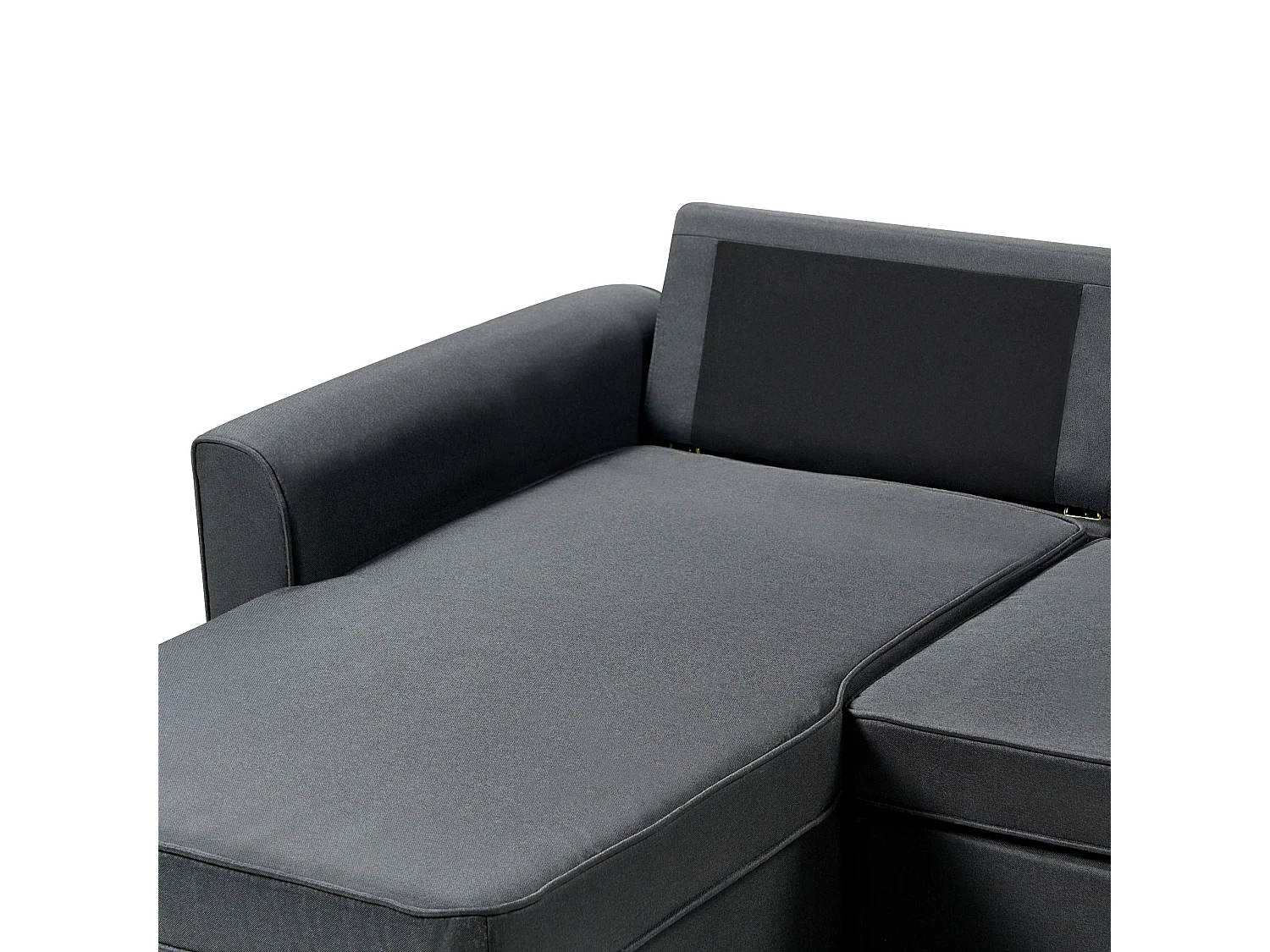 - Canapé Angle à gauche - Nesna - Avec Rangement, Tissu, Noir