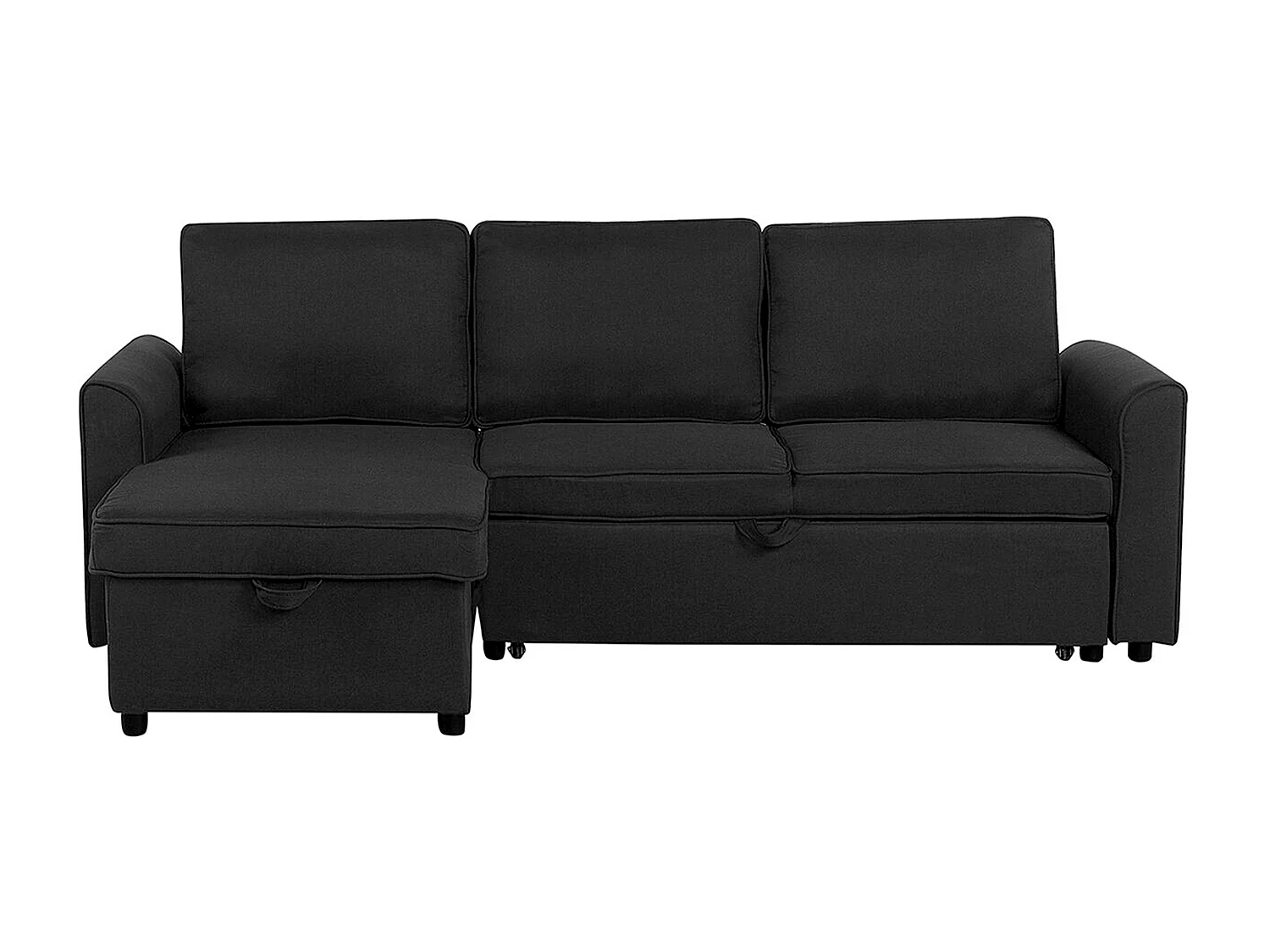 Beliani - Canapé Angle à Droite - Nesna - Avec Rangement, Tissu, Noir