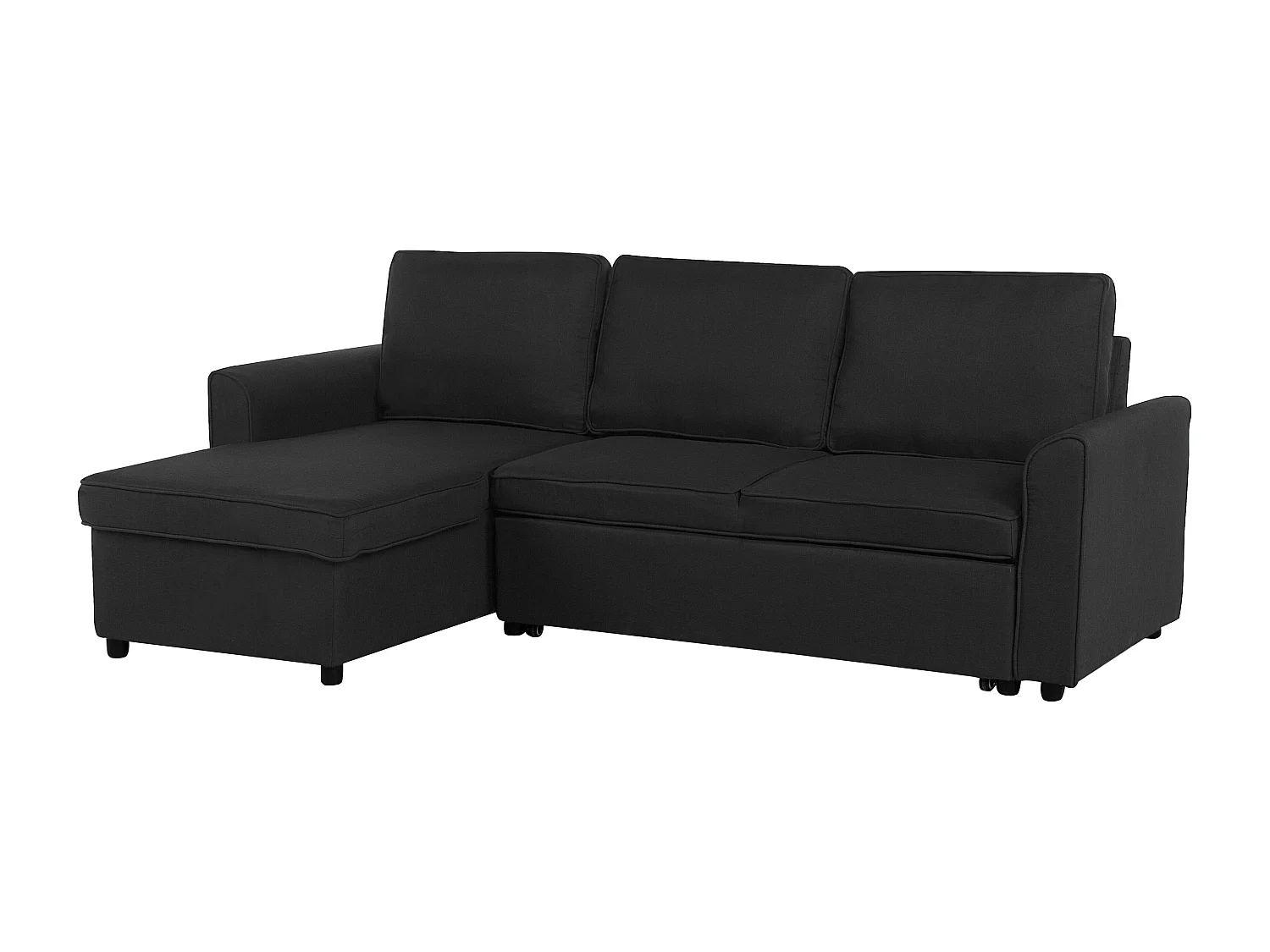 Beliani - Canapé Angle à Droite - Nesna - Avec Rangement, Tissu, Noir