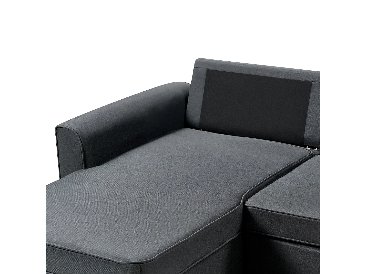 Beliani - Canapé Angle à Droite - Nesna - Avec Rangement, Tissu, Noir