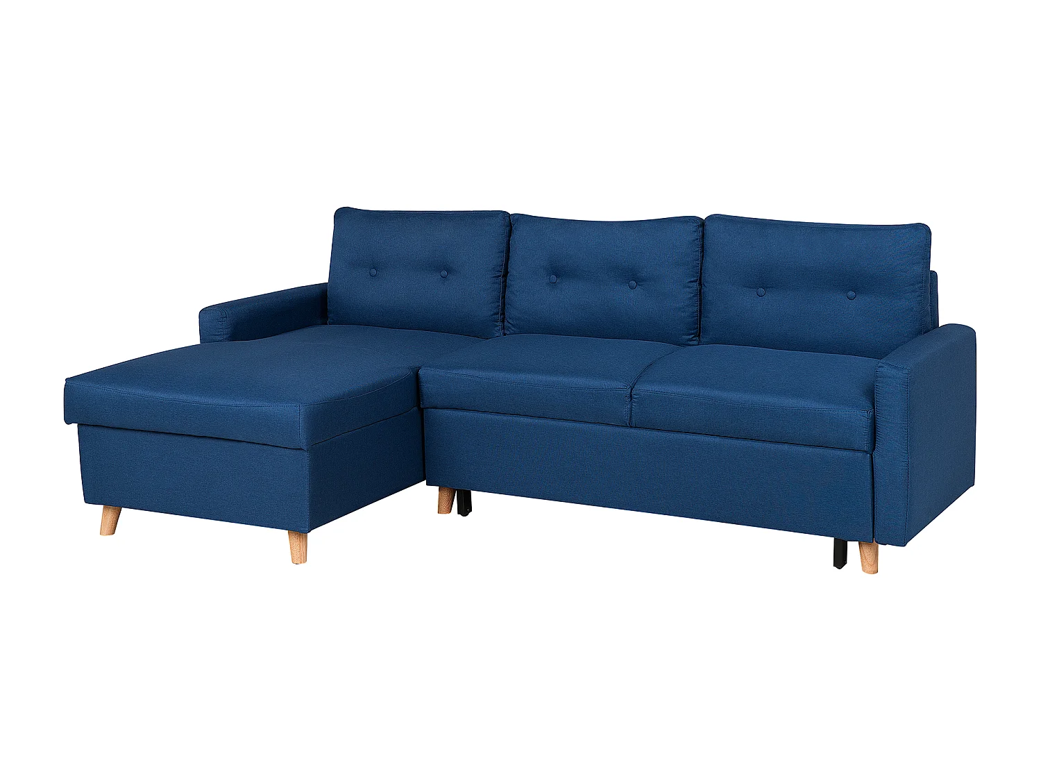 - Canapé Angle à gauche - Flakk - Tissu, Bleu Marine