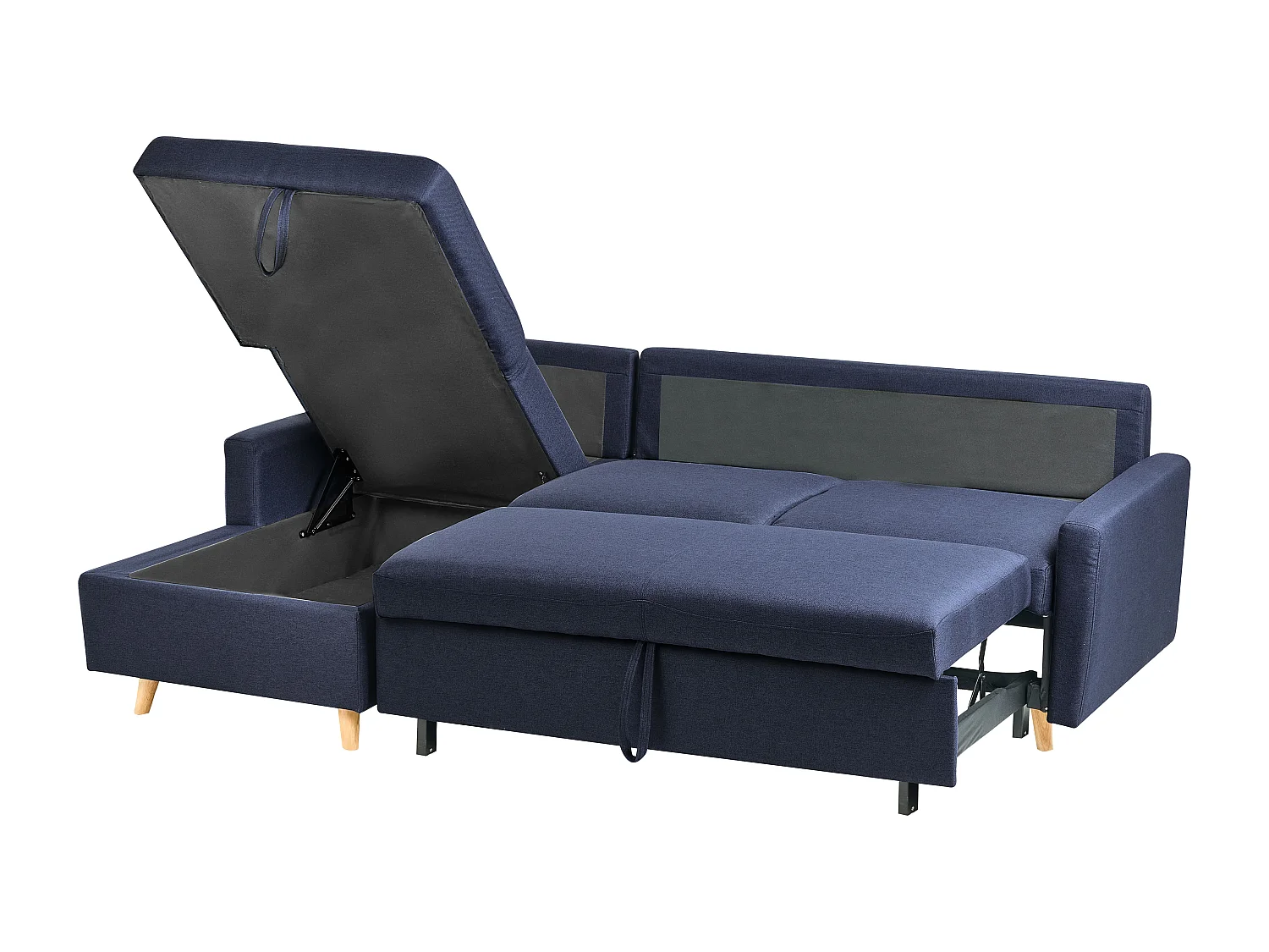 - Canapé Angle à gauche - Flakk - Tissu, Bleu Marine