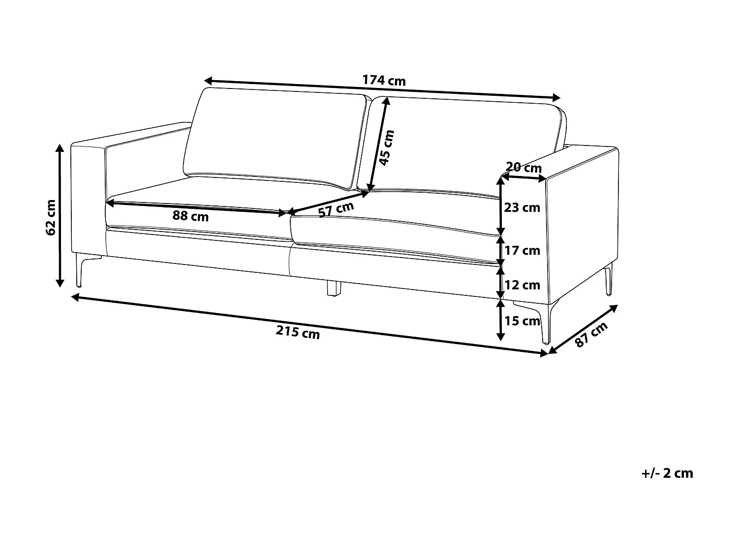 Sofa Polsterbezug in Grün moderner 3-Sitzer Couch Polstersofa Vadstena