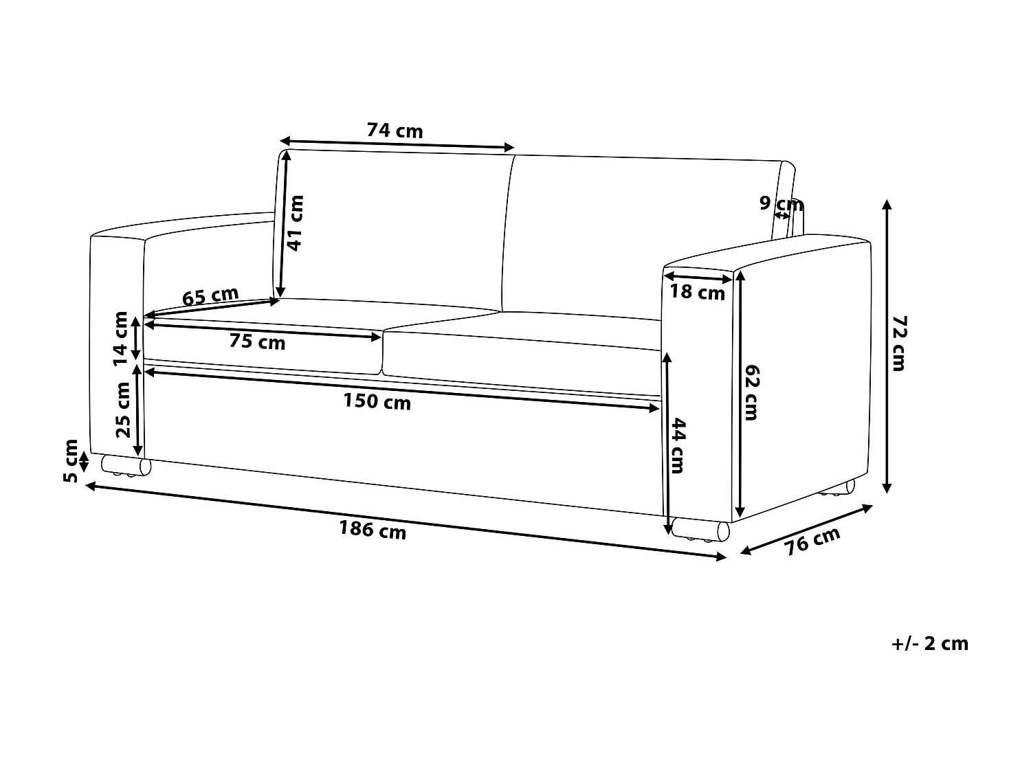 Sofa HELSINKI Echtleder Weiss 3-Sitzer