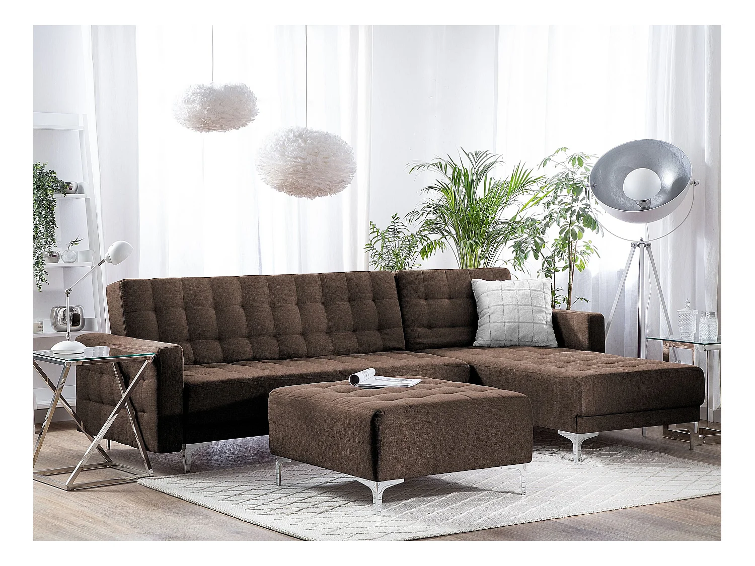 Ecksofa Braun Polsterbezug mit Schlaffunktion linksseitig Aberdeen