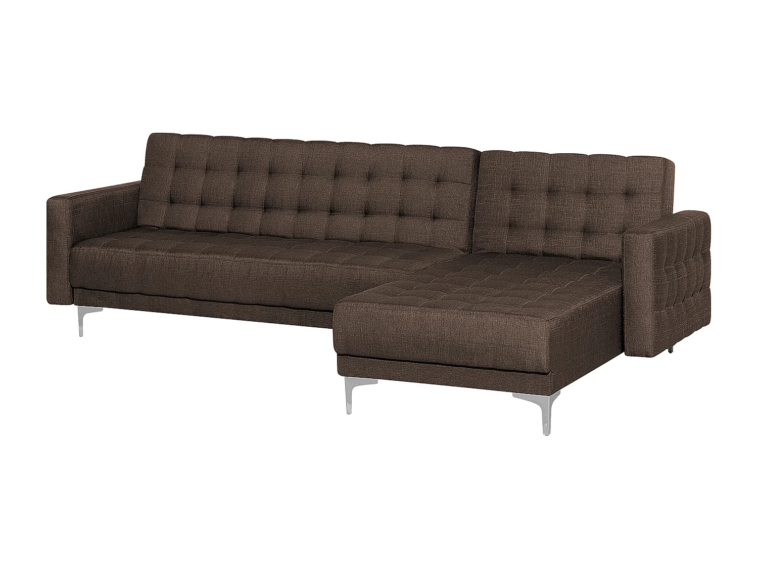 Sofá-cama de canto modular ABERDEEN Tecido Castanho escuro 4 lugares à esquerda